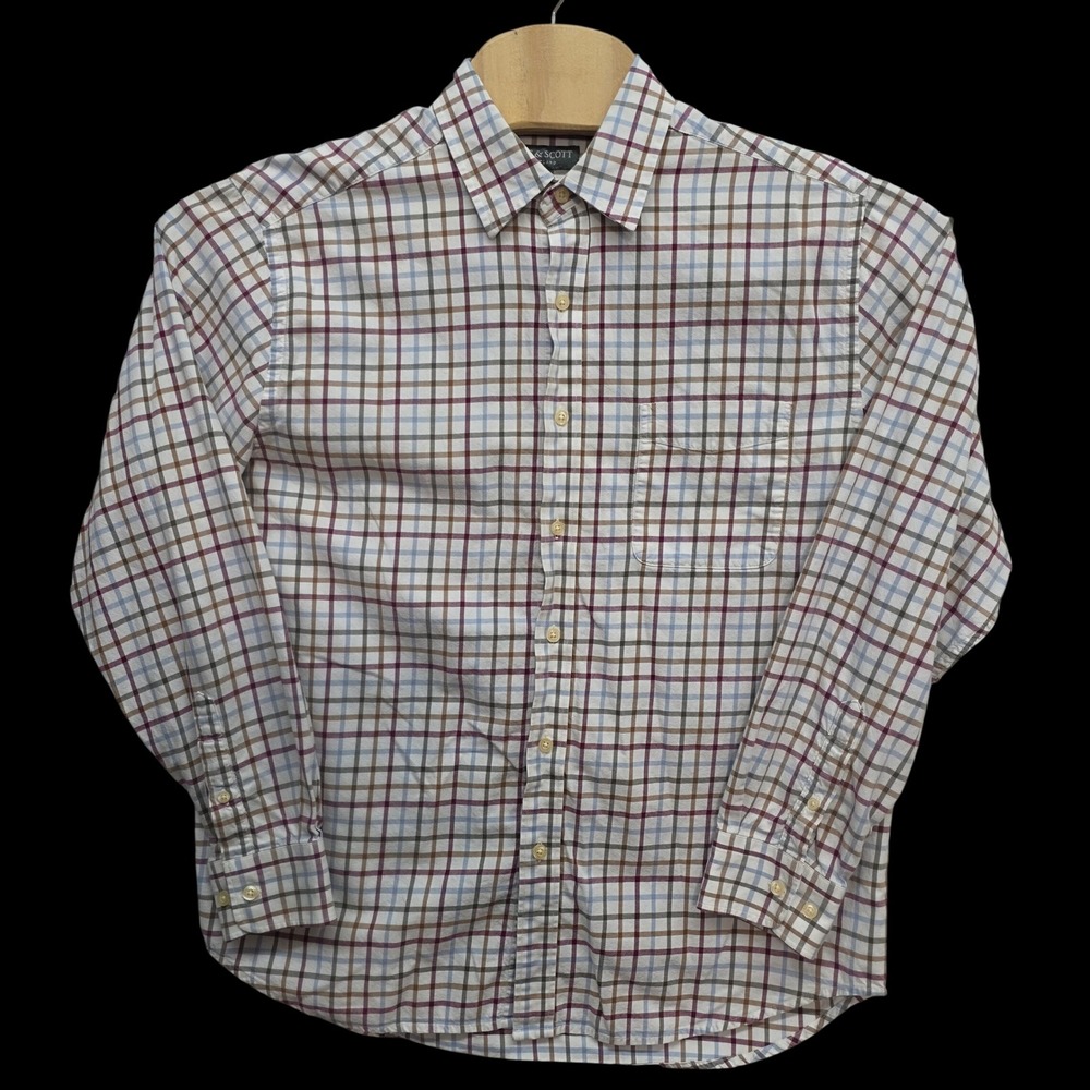 Lyle & Scott Scotland Mens Large Tattersall Plaid Button Down Combed Cotton
